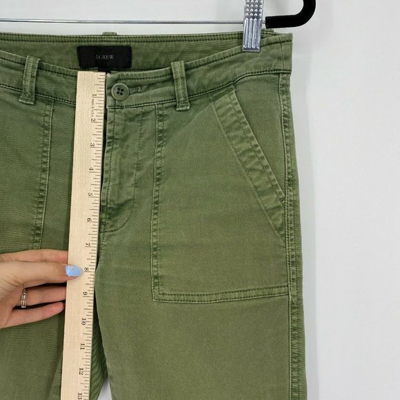 J. Crew Ankle Zip Skinny Jogger Pants Women's Size 0 Mid Rise Stretch Crop Green - Picture 11 of 12